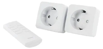 Imagen del producto de Chacon: Enchufes mini con interruptor de encendido/apagado + mando a distancia - 3000W, 230V - 4 canales - Blanco