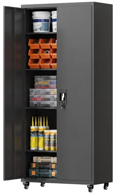 Produktbild von HOMCOM Aktenschrank, Abschließbar, mit Rollen, 5 Verstellbaren Ablagen