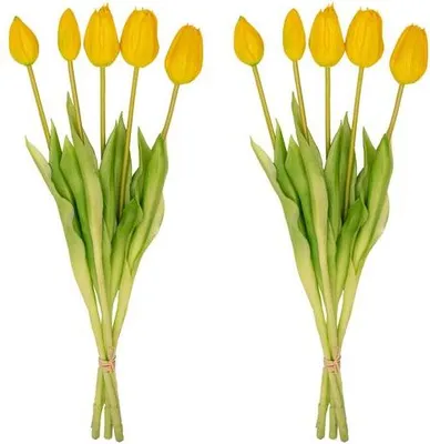 Immagine prodotto di Mazzo di tulipani gialli, 10 tulipani artificiali da 42cm, effetto realistico