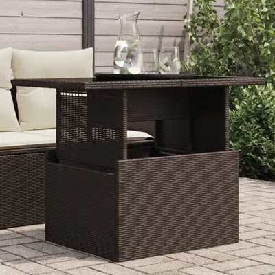 Obrázek produktu pro vidaXL Zahradní stůl se skleněnou deskou hnědý 100x55x73 cm polyratan