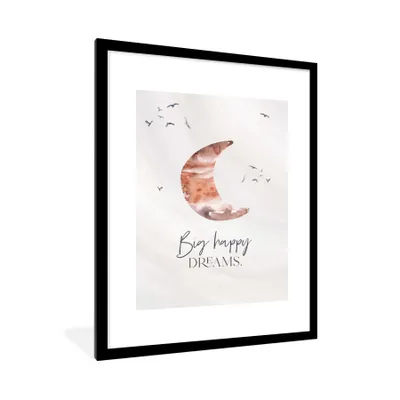 Produktbild von MuchoWow® Gerahmtes Poster Kinder - Sprichwörter - Große glückliche Träume - Jungen - Mädchen - Aquarellieren 60x80 cm - Poster mit Schwarzem Bilderrahmen Wandposter Rahmen Foto Bilder - Wohnzimmer - Dekorationen - Prämie