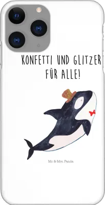 Produktbild von Mr. & Mrs. Panda Iphone 11 Pro Handyhülle Orca Zylinder - Weiß - Geschenk, Fest, Geburtstag, Handy Case, Konfetti, Glitzer, Premium Kunststoff, Meer, Narwal