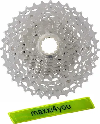 Produktbild von Shimano Deore-XT Kassetten 10-fach Sprocket CS-M771-10 11-34 Zähne inkl. maxxi4you Reflexband