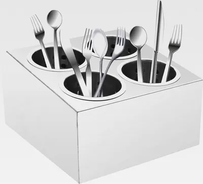 Produktbild von Besteckkorb mit 4 Fächern Besteckhalter für Zuhause oder Restaurants Küchenutensilienhalter aus Edelstahl Küchenutensilien Organizer Besteckkorb Utensilienablage