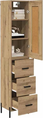 Image de vidaXL Highboard Chêne Artisan 34,5 x 34 x 180 cm Matériau dérivé du bois