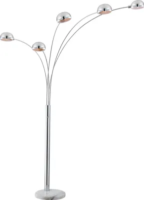 A modern arc floor lamp with five lights.
