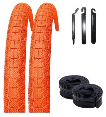 Obrázok produktu pre 2 x plášte Kenda K-907 Krackpot pre bicykel BMX, rozmer 20 x 1,95 (50-406), farba: oranžová + 2 vhodné duše DV vrátane páčidiel na plášte
