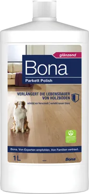 Produktbild von Bona Parkett Polish Glänzend 1 L sorgt für einen schönen Glanz und schützt deinen Holzboden langanhaltend vor Verschleiß