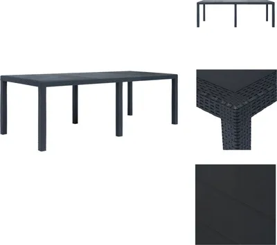 Produktbild von vidaXL Gartentisch Anthrazit 220 x 90 x 72 cm Kunststoff Rattan-Optik -  Gartentische