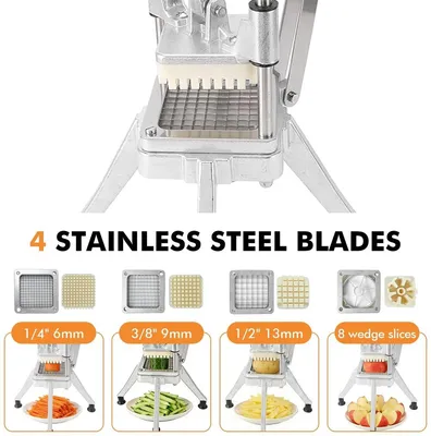 Professioneller Edelstahl Pommes Schneider mit 4 Messern
