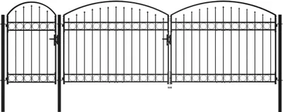 Productafbeelding van De Living Store tuinomheg "Gartentor" met gebogen bovenkant, staal, 2 x 5 meter, zwart