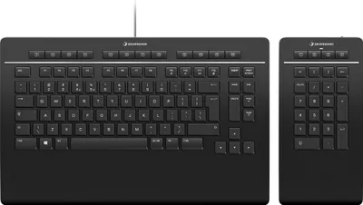 Produktbild von 3Dconnexion Keyboard Pro with Numpad, Volle Größe (100%), Verkabelt & Kabellos, USB + RF Wireless + Bluetooth, Scherenschalter, QWERTY, Schwarz
