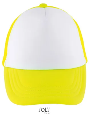 Produktbild von SOLs 03091 | Kinder Kappe Bubble Kids Cap, 5-Panel-Form - Farbe: White/Neon Yellow - Größe: One Size