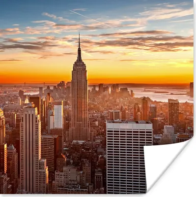 Produktbild von MuchoWow® Poster Skyline - New York - Sonne 100x100 cm - Babyzimmer