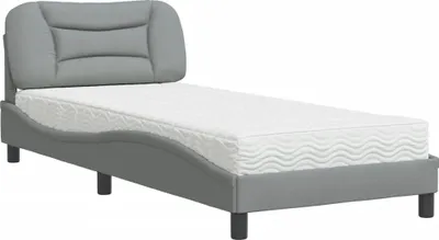 Zdjęcie produktu dla vidaXL Łóżko z materacem "Hvar" jasnoszare 90x200 cm tkanina