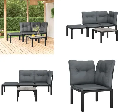 Image de vidaXL 4 pcs. Garden Lounge Set Noir et Gris Poly Rattan - Garden Lounge Set - Garden Lounge Sets - Lounge Set - Garden Lounge Set