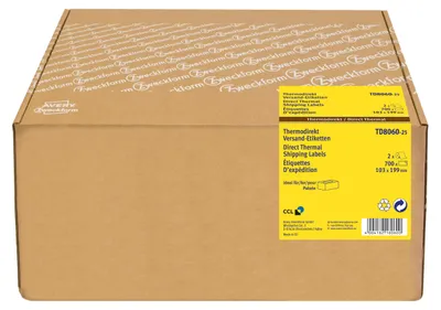 Immagine prodotto di Avery Zweckform® TD8060-25 Rotoli di etichette termiche - 103 x 199 mm, adesivo permanente, 2 rotoli = 700 pezzi