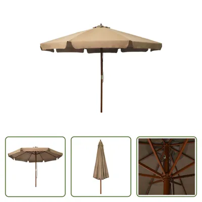 Produktbild von The Living Store Sonnenschirm mit Holzmast 330 cm Taupe
