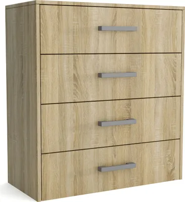 Produktbild von Masseno Kommode SCALINI 75 cm Sideboard mit 4 Schubladen für Wohnzimmer Schlafzimmer Modern 75x33x82 cm Sonoma Eiche / Sonoma Eiche