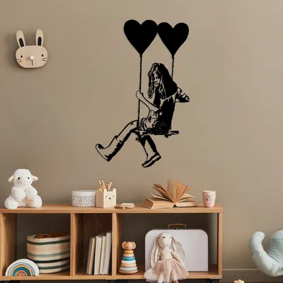 Image de Wallity, Banksy- SKL2608, Noir, Autres décorations pour la maison, 50 x 79 cm, 100% métal (épaisseur : 1