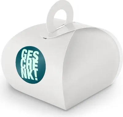 Produktbild von SET Geschenk (Motiv3) 24xGeschenkschachtel mit Griff weiß  + Sticker