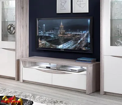 Produktbild von Lowboard TV-Lowboard Fernsehtisch sandeiche weiß hochglanz