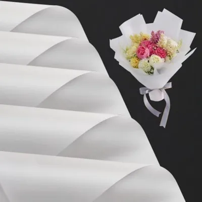 Produktbild von PolkaHome® 20 Blätter transparentes weißes Blumenmatten-Geschenkpapier, wasserdicht für Blumensträuße, Hochzeiten und Feiern