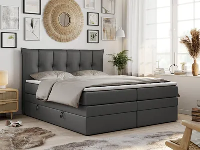 Produktbild von Boxspringbett 7-Zonen Taschenfederkernmatratze und Topper - PREMIUM-10-KING - 200x200cm - Dunkelgrau - H3