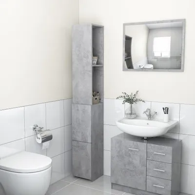Produktbild von vidaXL Badschrank Betongrau 25x26,5x170 cm Holzwerkstoff