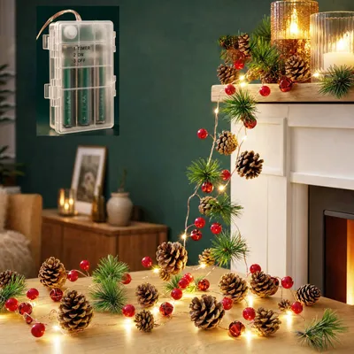 Weihnachtsslinger mit 20 warmweißen LEDs, 2 m, Timer