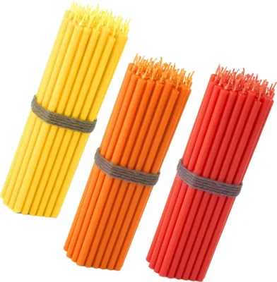 Produktbild von 150x Stabkerzen Set - Gelb-Orange-Rot - Dünne 16 cm Kerzen - Rußfrei & Tropffrei
