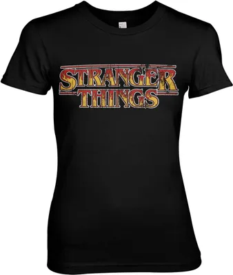 Produktbild von Stranger Things Fire Logo Girly Tee - XX-Large - Black