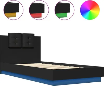 Obrázok produktu pre vidaXL Rám postele s čelom a LED osvetlením čierny 100x200 cm