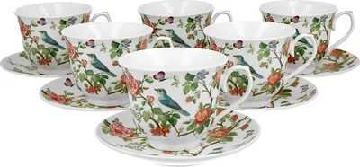 Obrázek produktu pro Sada 6 porcelánových šálků Crocus 250 ml s podšálky