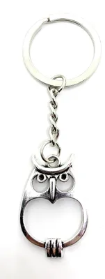 Produktbild von Onwomania Schlüsselanhänger Eule Vogel Silber Metall Anhänger Charm