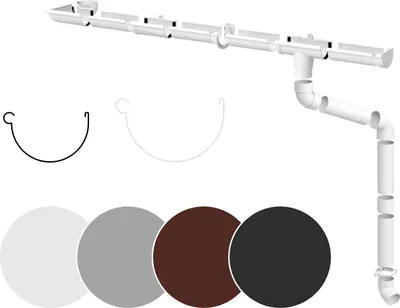 Produktbild von RAINWAY S Regenrinnen Komplettset (1 Dachseite) - PVC-U Kunststoff in 4 Farben, für Dachflächen < 100m² empfohlen (Set min. 6 Meter, weiß) Kunststoffrinne Entwässerung