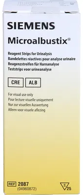 Produktbild von MICROALBUSTIX Harnteststreifen zur Erkennung von Mikroalbuminurie, 25 St. Teststreifen