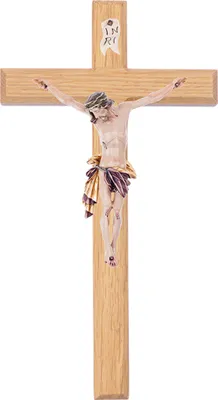 Produktbild von FRITZ COX Eichenkreuz natur 30 cm, mit Körper, roter Lendenschurz