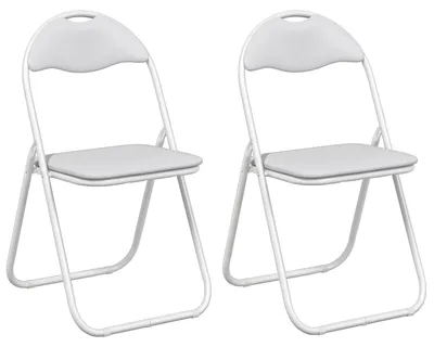 Produktbild von vidaXL Klappstuhl 2 pcs Weiß und Grau 48 x 43,5 x 81 cm Kunstleder