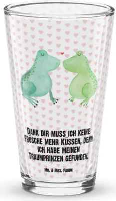 Produktbild von Mr. & Mrs. Panda Glas Frosch Liebe - Transparent - Geschenk, Freundin, Wasserglas, Longdrinkglas, Frösche, Cocktailglas, Tumbler, Hochzeitstag, Bierglas
