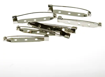 Produktbild von Vintageparts 10 Broschennadeln silber platiniert 40 mm, Sicherheitsverschluss