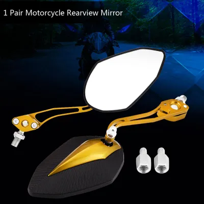 Obrázok produktu pre EVGATSAUTO Náhradné spätné zrkadlo na motorku, 1 pár univerzálnych spätných zrkadiel na motorku so skrutkami 8 mm/10 mm (žlté)