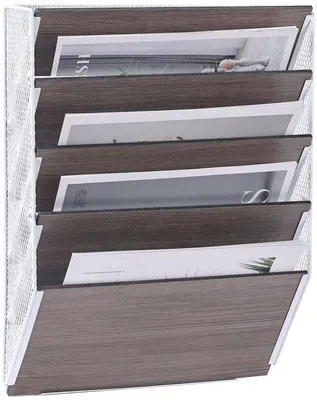 Immagine prodotto di Portadocumenti da parete per fogli A4, bianco/grigio, 5 scomparti