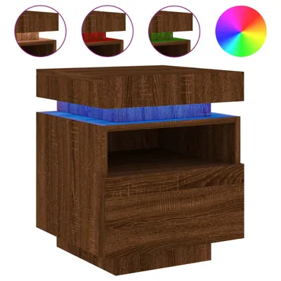 Obrázok produktu pre vidaXL Nočný stolík s LED osvetlením hnedý dubový vzhľad 40x39x48,5 cm