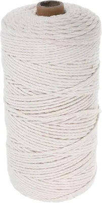 Produktbild von Beige Baumwollkordel, 200 m lang, vielseitig einsetzbar für Bastel- und Backarbeiten, weiches geflochtenes Baumwollseil, verhindert Verknotungen