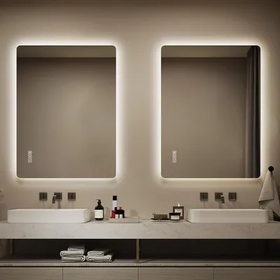Produktbild von MODFU Badspiegel mit LED,60x80cm Badezimmerspiegel mit 5 mm kupferfreies Glas,rahmenloser Wandspiegel,für Badezimmer,Silber
