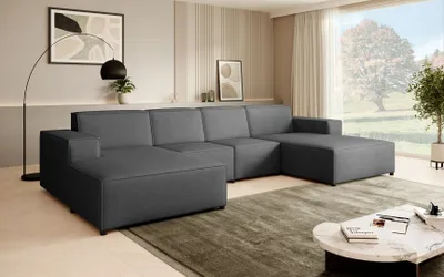 Produktbild von Ecksofa PEDRO U, breite Ottomane, Farbe: Graphit (Velo637)