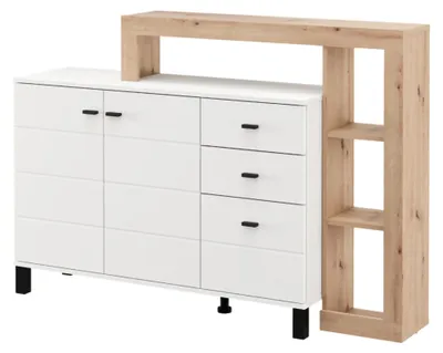 Produktbild von Valiza - Sideboard, 145x35x101h cm Weiß, 3 Schubladen
