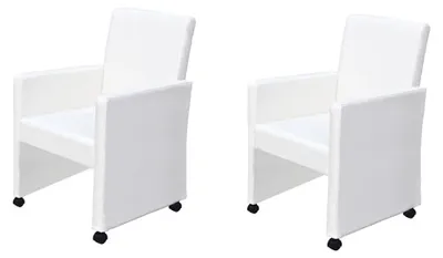 Produktbild von vidaXL Esszimmerstühle 2 Stk. Weiß Kunstleder