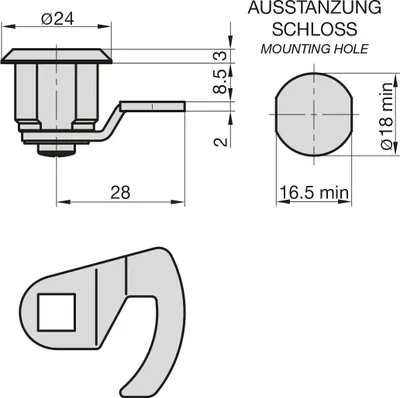 Produktbild von BASI HS 357, Mailbox lock, Nickel, Galvanisiertes Metall